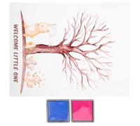 Homoyoyo Libro de Firmas para Revelación de Género Árbol de Huellas Dactilares Póster 1 Unidad 2 Tintas Azul y Rosa Kit Completo para Decoración de Fiesta y Shower