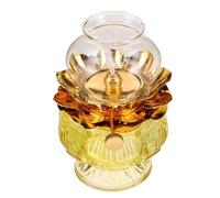 Homoyoyo Linterna de Aceite Budista de Vidrio Forma de Loto Quinqué Prueba de Viento para Iluminación de Emergencia Diseño Fácil de Usar y Ajustable Decoración para Hogar y Templo