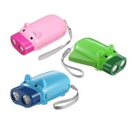 Homoyoyo Linterna de Mano para 3 Piezas Linterna Eléctrica Portátil Diseño de Cerdo Pequeña y Ligera Manual Antorcha de Dibujos Animados para Camping y Uso Infantil Color Color Aleatorio