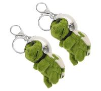 Homoyoyo Llavero de Tortuga de Peluche Suave con Casco, 2 Piezas, Colgante Pequeño para Llaves y Mochila, Diseño Compacto y Ligero en Color Plata Brillante, Accesorio Decorativo para Coche