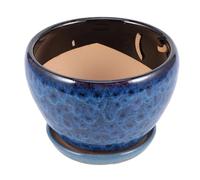 Homoyoyo Maceta Cerámica Mediana para Suculentas con Bandeja Divisible Diseño con Orificio de Drenaje Macetero Decorativo para Hogar y Oficina Color Azul Real