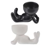 Homoyoyo Maceta de Cerámica Creativa Diseño Humano Gateando Juego de 2 Piezas Blanco y Negro Contenedor para Suculentas y Plantas Pequeñas Adorno para Escritorio y Decoración del
