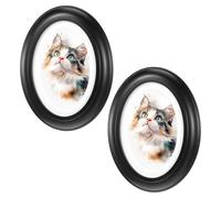 Homoyoyo Marco de Fotos Ovalado de Madera Maciza Negra de 7 Pulgadas para Colgar Pared o Exhibir en Mesa, Marco Decorativo Retro sin Vidrio Clavos sin Costuras y Clavos en S Incluido,