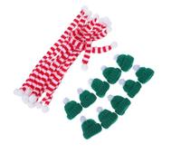 Homoyoyo Mini Gorros Navideños de Lana Bufandas de 23 CM para Decoración de Botellas de Vino 20 Piezas 10 Bufandas Rojas y White 10 Gorros Verdes Hilo Plateado Accesorios DIY para