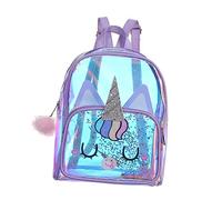 Homoyoyo Mochila Infantil Ligera Unicornio Transparente Morado para Niñas Kindergarten Escolar Ligera y Adorable Bolso De Almacenaje