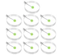Homoyoyo Molde para Freír Huevos de Acero Inoxidable 10 Piezas Aro Redondo para Huevos Caseros con Pincel de Aceite Molde para Tortilla Reutilizable Utensilio de Cocina para Desayuno