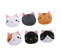 Homoyoyo Monedero Forma de Gato y Cremallera para Niñas, Set de 6 Piezas, Mini Bolso de Peluche Portátil, Adecuado para Escuela, Oficina y Uso Diario, Diseño Kawaii y Tamaño Compacto