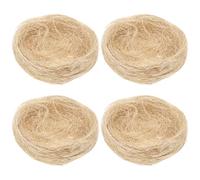 Homoyoyo Nidos de Pájaros de Fibra de Yute Engrosado, 4 Piezas, 7 Cm, Color Madera, Lecho Transpirable para Periquitos, Agapornis y Palomas, Accesorio Natural para Jaulas y Decoración