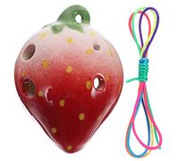 Homoyoyo Ocarina de Cerámica Forma de Fresa de Instrumento Musical Portátil para Principiantes de Tocar y Almacenar Incluye Notas Musicales y Cuerda Decorativa