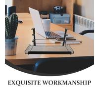 Homoyoyo Organizador de Almacenamiento Debajo del Escritorio Negro Grande con Abrazadera Ajustable Bandeja Metálica para Gestión de Cables y Documentos Estante Colgante Resistente para