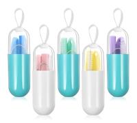 Homoyoyo Pajitas de Silicona Plegables Reutilizables 5 Colores Surtidos para Bebidas, Set Cepillo de Limpieza y Botella, Portátiles y Fáciles de Limpiar, Uso para Batidos y