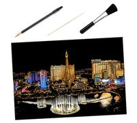 Homoyoyo Papel para Manualidades de Rascar con Dibujo de Paisaje Vegas Incluye Herramientas DIY con Bolígrafo Chapado Pincel Negro y Palillo de Bambú para Arte Scratch