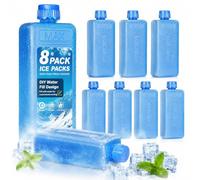 Homoyoyo Paquete de 8 paquetes de hielo reutilizables azules para enfriador de pantano, paquetes de aire acondicionado y congelador para camping, pesca, picnic, playa, viajes, para aire acondicionado
