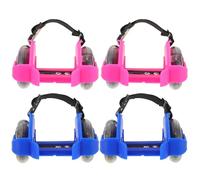 Homoyoyo Patines Ruedas LED Luminosas, Zapato de Skate Ajustable en Talla, Diseño Cómodo de PVC, 2 Pares (Azul y Rosa) para Patinaje al Aire Libre y Principiantes