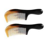Homoyoyo Peine de Cuerno de Buey Natural 2 Piezas, Peine Portátil Cabello Mango Masajeador, 16-19 Cm, Herramienta Anticaída para Masaje del Cuero Cabelludo, Cuidado del Cabello en Casa