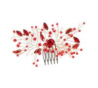 Homoyoyo Peine de de imitación accesorios novias peine del pelo del banquete de boda bodas nupcial accesorio para el cabello de la novia peine de novia cristal de vidrio rojo