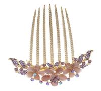 Homoyoyo Peine de Girasol Lateral Metálico para Cabello de Mujer Dientes Anchos y Decoraciones de Gemas de Imitación para Peinados de Novia o Boda