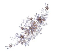 Homoyoyo Peine Dorado para Novia con Flores y Perlas Adorno Ligero y para Bodas Tocado Elegante para Novias y Damas de Honor Accesorio Artesanal