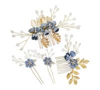 Homoyoyo Peine Inserción de Perla Floral Peinetas Laterales Flores Peineta Lateral para Novia Tocado de Novia Accesorios Cabello de Boda