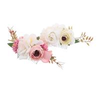Homoyoyo Peines Cabello de Novia Flores Artificiales, Diseño Bohemio Natural, 2 Piezas de Poliéster y Hierro para Bodas al Aire Libre Ajuste Seguro