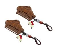 Homoyoyo Peines de Madera de Sándalo Natural Hechos a Mano 2 Piezas Dientes Anchos Tallado Vintage Portátil para Bolso y Llavero Masaje Antiestático para Cabello Rizado Uso Diario y