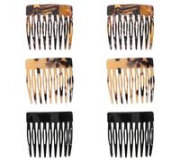 Homoyoyo Peines Laterales Franceses Antiestáticos de Acetato Set de 6 Unidades 2 Leopardo Claro 2 Piel de Tigre 2 Negros Mini Peines Portátiles para Desenredar y Peinar Cabello