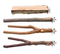 Homoyoyo Percha de Madera Natural para Loros 4 Piezas, Juguete de Varilla para Jaula de Pájaros, Accesorio Montaje en Tornillo, Soporte para Periquitos y Pájaros Exóticos, Adecuado