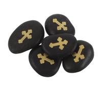 Homoyoyo Piedras de Oración de Bolsillo Naturales 5 Piezas Negro 4-6 CM Cruz Grabada Símbolo de Fe para Meditación Decoración Religiosa y Apoyo Espiritual Hogar