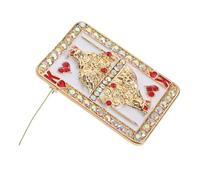 Homoyoyo Pin De Solapa Con Forma De Corazón Rojo: Broche De Carta De Póker Con De Imitación - Broche Brillante De Aleación Resistente - Insignia Metálica Universal Para Fiestas