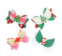 Homoyoyo Pinzas Cabello Navideñas 4 Pcs Lazos de Colores y Diseño de Papá Noel Accesorios para Horquillas de Niñas Decoración Festiva para Fiestas de Navidad