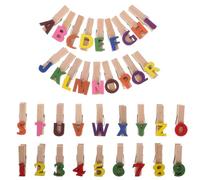 Homoyoyo Pinzas de Madera Natural Mini 35 CM Set 36 Piezas Letras y Números del Alfabeto Clips para Fotos Notas y Tarjetas Ideales para Oficina y Decoración del Hogar