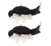 Homoyoyo Pinzas para Moño Desordenado 2 Piezas Clip para Extensión de Moño en Cabello Humano Diseño de Lunares Negro y Blanco Soporte Ligero para Recogidos de Fiesta y Boda