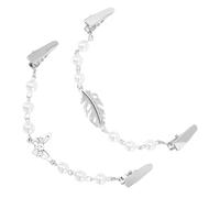 Homoyoyo Pinzas para Suéter Vintage Cadena de Perlas, 2 Piezas (pluma y Ala), Aleación y Abs, Cierre para Chal y Cardigan, Accesorio Retro para Mujer, Clip para Broches de Ropa