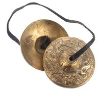 Homoyoyo Platillos de Dedo de Cobre Amarillo de Nepal, Campana Espiritual para Yoga y Rituales Religiosos, Instrumento de Percusión Manual Banda, Pequeños Platillos de Práctica, Uso