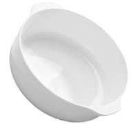Homoyoyo Plato de Cerámica Blanca 7 Pulgadas Fuente para Hornear con Doble Asa Ensaladera Profunda Apta para Horno Microondas y Lavavajillas Adecuado para Cocina y Reuniones Familiares