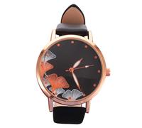 Homoyoyo Relojes De Mujer Diseño Reloj De Pulsera Clásico De Moda Exquisito Adorno De Muñeca para Mujer Reloj De Cuero Negro Impresión Romántica