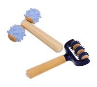 Homoyoyo Rodillo Masajeador de Madera 2 Piezas para Masaje de Pies y Manos, Herramienta Ergonómica Cuentas de Madera para Alivio Muscular en Hogar, Oficina y Gimnasio