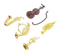 Homoyoyo Set de 5 Instrumentos Musicales Miniatura para Casa de Muñecas Modelo Mini Violín Mini Saxofón Plástico Pintado Decoración Detallada y Realista