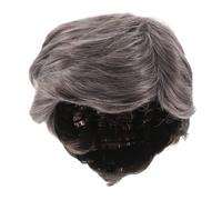 Homoyoyo Short Men's Wig Heat Resistant Synthetic Hairpiece For Halloween Cosplay Party Everyday Use Grey Short Hair Toupee With Slanted Part