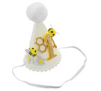 Homoyoyo Sombrero de Cono para Primer Cumpleaños de Pequeño Gorro de Fieltro Ligero Correa Elástica Decoración Temática de Abeja para Fiesta de Cumpleaños de 1 Año