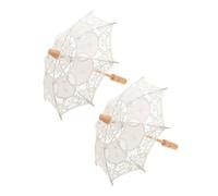 Homoyoyo Sombrilla de Algodón Bordada 2 Piezas para Novia Encaje Vintage Accesorio para Fotos de Boda y Fiestas Formales 15 CM