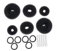 Homoyoyo Soporte Caballo Negro de Plástico 3 Juegos de Accesorios Cabello Diy, Incluye Horquillas en Forma de U y Bandas Elásticas para Peinados Rápidos en Bodas y Banquetes