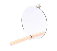 Homoyoyo Soporte De Madera para Loros Espejo y Campana Juguete De Entrenamiento para Aves Accesorio Montado Jaula Diversión y Entretenimiento para Aves De Compañía Beige Khaki