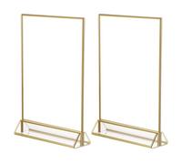 Homoyoyo Soporte de Mesa Triangular Acrílico Transparente 85X11 Pulgadas Borde Dorado Doble Cara 2 Unidades Portanúmeros y Expositor para Menús Carteles y Folletos en Restaurantes y