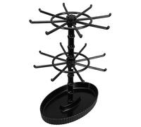 Homoyoyo Soporte Giratorio para Joyas de 2 Niveles Organizador de Joyas de Plástico Negro Exhibidor de Collares y Pulseras para Escritorio Compacto y Portátil para Almacenamiento y