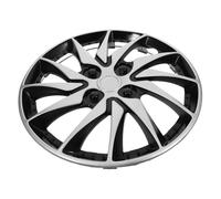 Homoyoyo Tapacubos para Rueda de Coche 14 Pulgadas, Cubierta Central de Cubo de PP, Color Plateado y Negro, Accesorio de Reemplazo para Ruedas de Acero, Uso Automotor y Protección