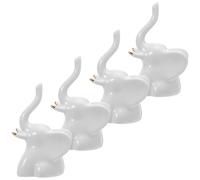 Homoyoyo Tapas de Pernos de Inodoro de Cerámica Blanca Forma de Elefante 4 Piezas Decorativas para Tornillos de Piso de Baño Cubierta Protectora de Porcelana para Accesorios de Baño