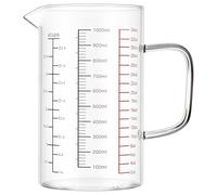 Homoyoyo Taza Medidora de Vidrio Borosilicato de 1000ml con Pico Vertedor y Alta Precisión para Mezclar y Preparar Café en Cocina