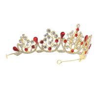 Homoyoyo Tiara de Gemas de Imitación, Corona de Boda Barroca, Aleación, Roja, Cómoda de Llevar, para Novia y Damas de Honor, para Show y Fotografía