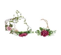 Homoyoyo Tocado de Perlas y Flores para Novia 2 Piezas, Tamaño Mediano, Diseño Floral Hecho a Mano, Adecuado para Bodas y Fiestas, Conjunto de Diadema y Pulsera de Vacaciones, Color